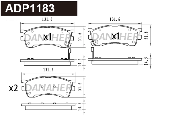 ADP1183 DANAHER Комплект тормозных колодок, дисковый тормоз (фото 1)