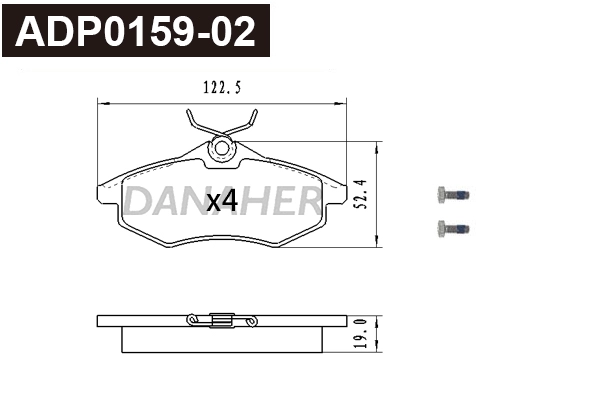 ADP0159-02 DANAHER Комплект тормозных колодок, дисковый тормоз (фото 1)