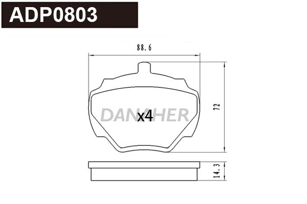 ADP0803 DANAHER Комплект тормозных колодок, дисковый тормоз (фото 1)