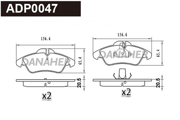 ADP0047 DANAHER Комплект тормозных колодок, дисковый тормоз (фото 1)