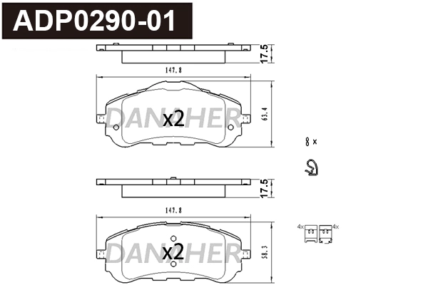 ADP0290-01 DANAHER Комплект тормозных колодок, дисковый тормоз (фото 1)