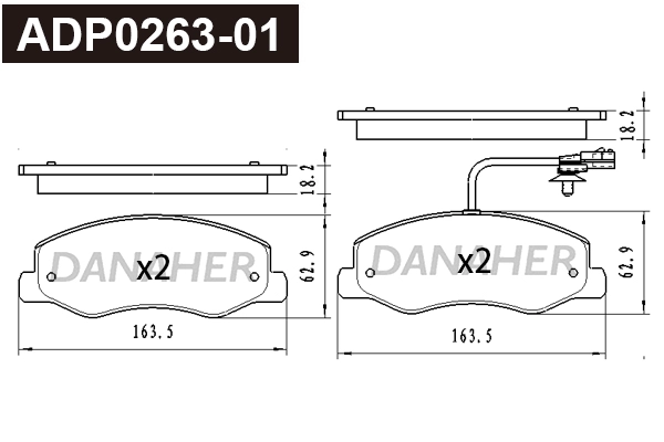 ADP0263-01 DANAHER Комплект тормозных колодок, дисковый тормоз (фото 1)
