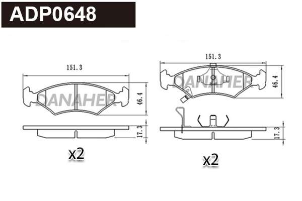 ADP0648 DANAHER Комплект тормозных колодок, дисковый тормоз (фото 1)