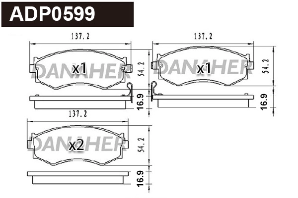 ADP0599 DANAHER Комплект тормозных колодок, дисковый тормоз (фото 1)