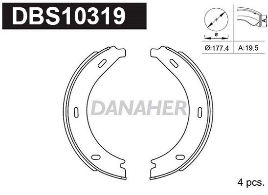 DBS10319 DANAHER Комплект тормозных колодок, стояночная тормозная система (фото 1)