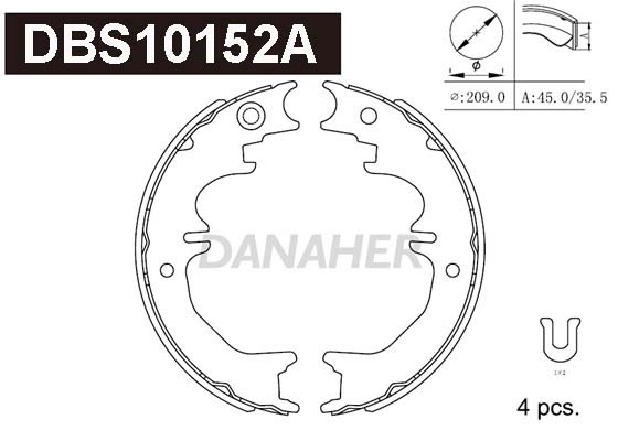DBS10152A DANAHER Комплект тормозных колодок, стояночная тормозная система (фото 1)