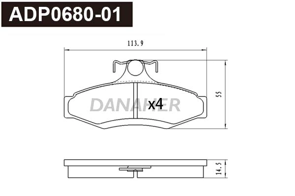 ADP0680-01 DANAHER Комплект тормозных колодок, дисковый тормоз (фото 1)