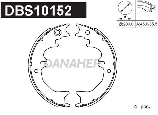 DBS10152 DANAHER Комплект тормозных колодок, стояночная тормозная система (фото 1)