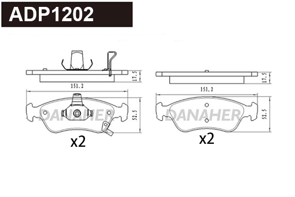ADP1202 DANAHER Комплект тормозных колодок, дисковый тормоз (фото 1)