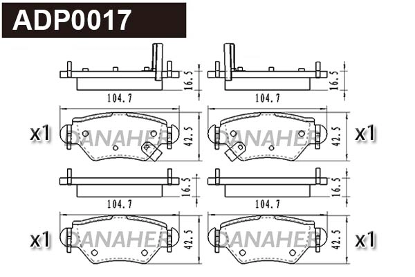 ADP0017 DANAHER Комплект тормозных колодок, дисковый тормоз (фото 1)