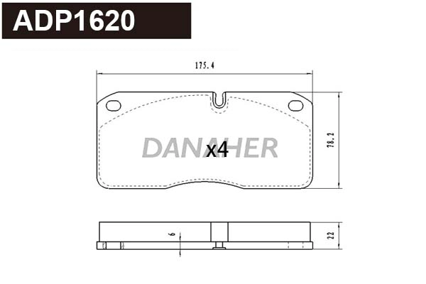 ADP1620 DANAHER Комплект тормозных колодок, дисковый тормоз (фото 1)