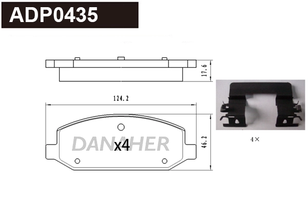 ADP0435 DANAHER Комплект тормозных колодок, дисковый тормоз (фото 1)