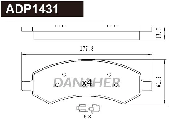 ADP1431 DANAHER Комплект тормозных колодок, дисковый тормоз (фото 1)