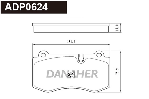 ADP0624 DANAHER Комплект тормозных колодок, дисковый тормоз (фото 1)