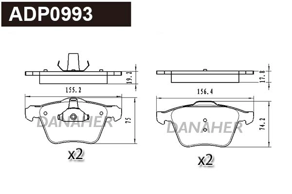 ADP0993 DANAHER Комплект тормозных колодок, дисковый тормоз (фото 1)