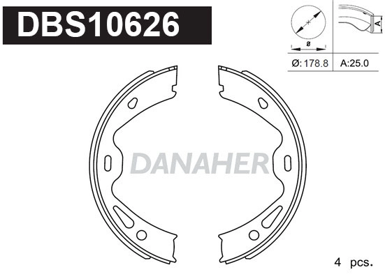 DBS10626 DANAHER Комплект тормозных колодок, стояночная тормозная система (фото 1)