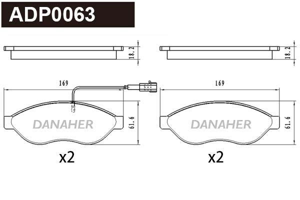 ADP0063 DANAHER Комплект тормозных колодок, дисковый тормоз (фото 1)