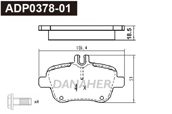 ADP0378-01 DANAHER Комплект тормозных колодок, дисковый тормоз (фото 1)