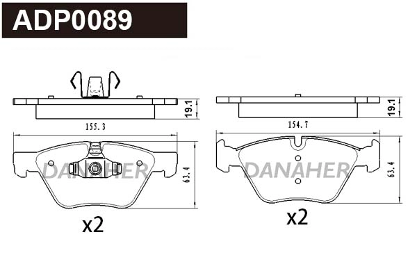 ADP0089 DANAHER Комплект тормозных колодок, дисковый тормоз (фото 1)