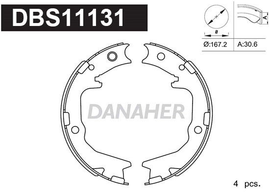 DBS11131 DANAHER Комплект тормозных колодок, стояночная тормозная система (фото 1)