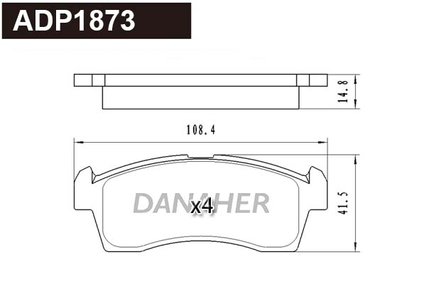 ADP1873 DANAHER Комплект тормозных колодок, дисковый тормоз (фото 1)