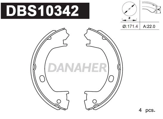 DBS10342 DANAHER Комплект тормозных колодок, стояночная тормозная система (фото 1)