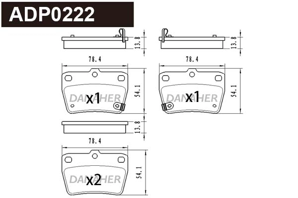 ADP0222 DANAHER Комплект тормозных колодок, дисковый тормоз (фото 1)