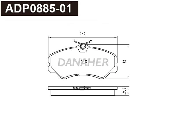 ADP0885-01 DANAHER Комплект тормозных колодок, дисковый тормоз (фото 1)
