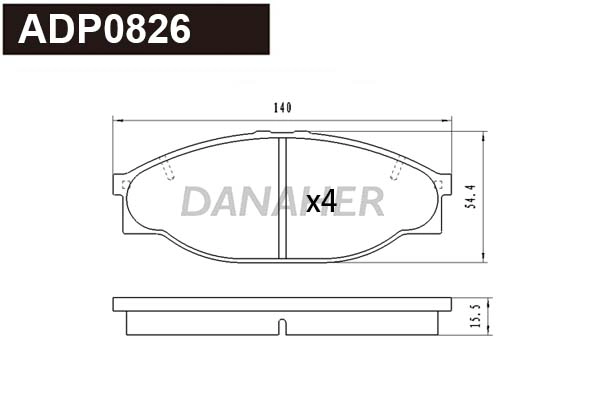 ADP0826 DANAHER Комплект тормозных колодок, дисковый тормоз (фото 1)