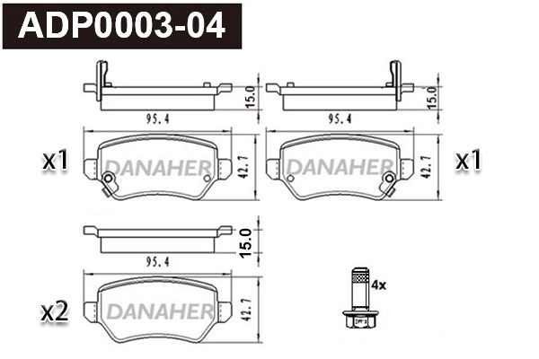 ADP0003-04 DANAHER Комплект тормозных колодок, дисковый тормоз (фото 1)
