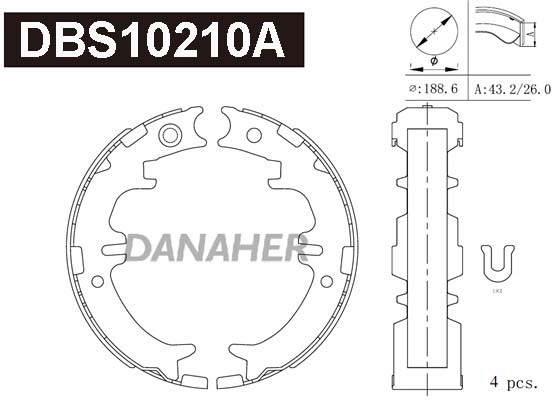 DBS10210A DANAHER Комплект тормозных колодок, стояночная тормозная система (фото 1)