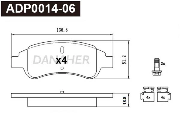 ADP0014-06 DANAHER Комплект тормозных колодок, дисковый тормоз (фото 1)
