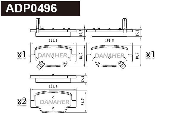 ADP0496 DANAHER Комплект тормозных колодок, дисковый тормоз (фото 1)