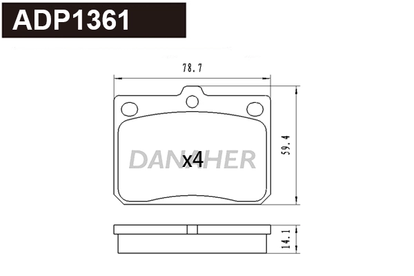 ADP1361 DANAHER Комплект тормозных колодок, дисковый тормоз (фото 1)