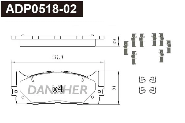 ADP0518-02 DANAHER Комплект тормозных колодок, дисковый тормоз (фото 1)
