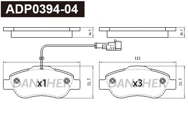 ADP0394-04 DANAHER Комплект тормозных колодок, дисковый тормоз (фото 1)