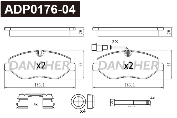 ADP0176-04 DANAHER Комплект тормозных колодок, дисковый тормоз (фото 1)