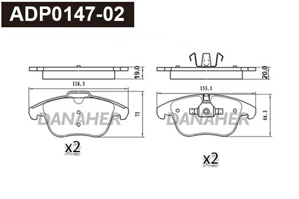 ADP0147-02 DANAHER Комплект тормозных колодок, дисковый тормоз (фото 1)
