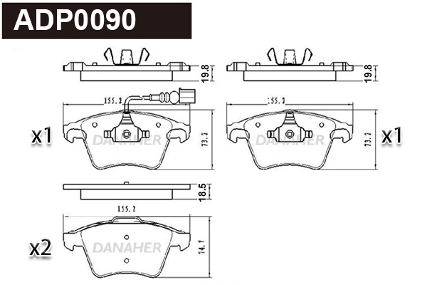 ADP0090 DANAHER Комплект тормозных колодок, дисковый тормоз (фото 1)