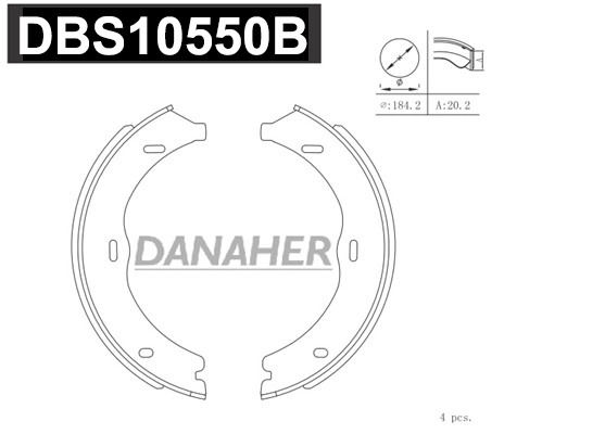 DBS10550B DANAHER Комплект тормозных колодок, стояночная тормозная система (фото 1)