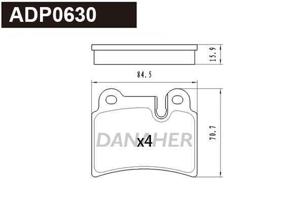 ADP0630 DANAHER Комплект тормозных колодок, дисковый тормоз (фото 1)