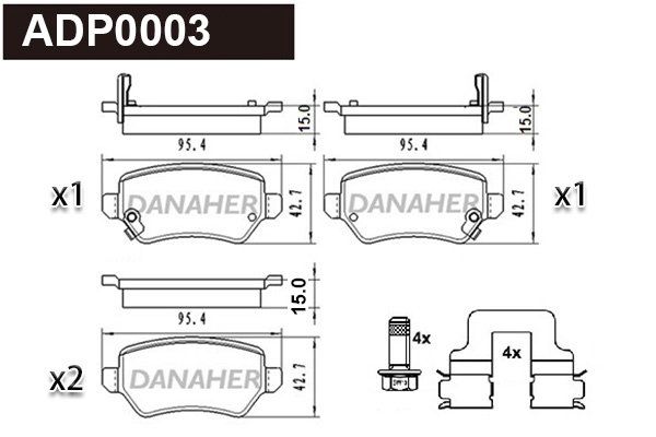 ADP0003 DANAHER Комплект тормозных колодок, дисковый тормоз (фото 1)