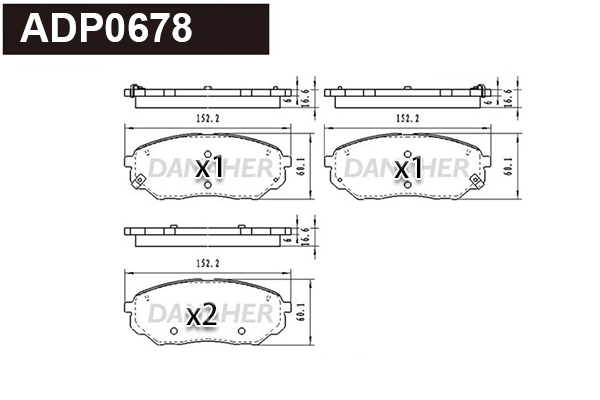 ADP0678 DANAHER Комплект тормозных колодок, дисковый тормоз (фото 1)