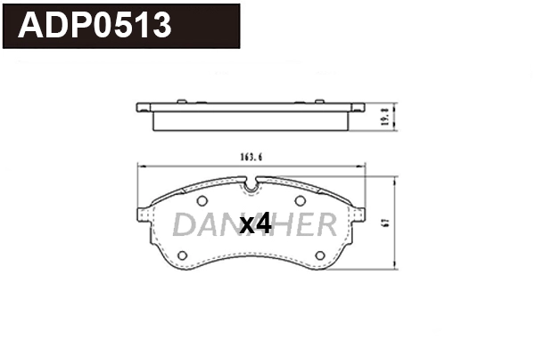 ADP0513 DANAHER Комплект тормозных колодок, дисковый тормоз (фото 1)