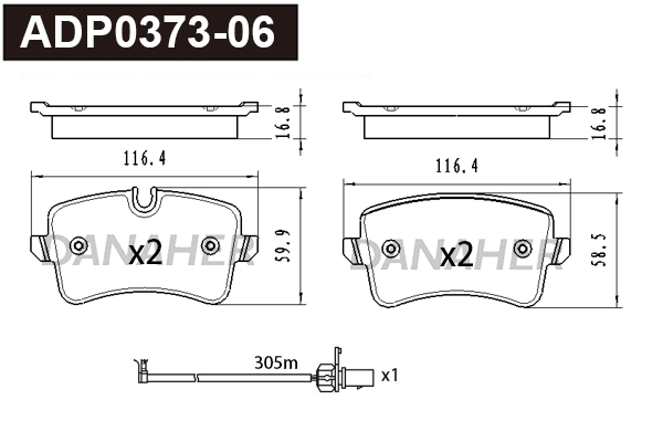 ADP0373-06 DANAHER Комплект тормозных колодок, дисковый тормоз (фото 1)