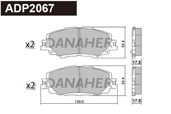 ADP2067 DANAHER Комплект тормозных колодок, дисковый тормоз (фото 1)