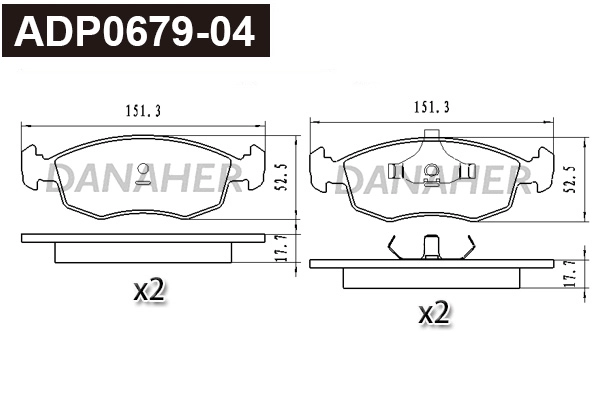 ADP0679-04 DANAHER Комплект тормозных колодок, дисковый тормоз (фото 1)