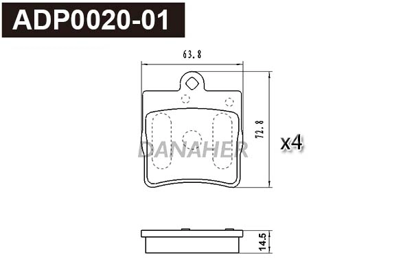 ADP0020-01 DANAHER Комплект тормозных колодок, дисковый тормоз (фото 1)