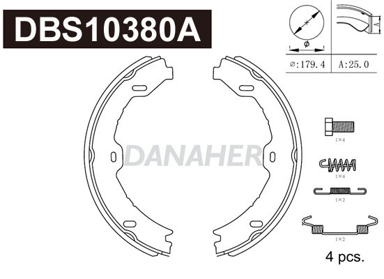 DBS10380A DANAHER Комплект тормозных колодок, стояночная тормозная система (фото 1)
