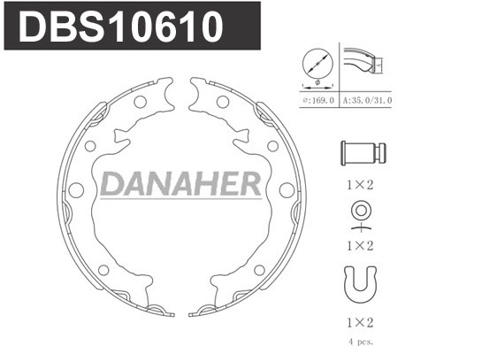 DBS10610 DANAHER Комплект тормозных колодок, стояночная тормозная система (фото 1)